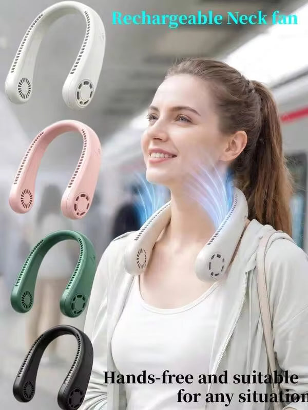 1pc Mini Portable Neck Fan, 3-Speed Wind, Bladeless Design, Suitable For Office Desk, Dorm, Outdoor Activities, School, Summer Travel, Kitchen, Camping, Cruise, Beach Trip, Women's Travel Essential, Travel Must-Have, 800mAh